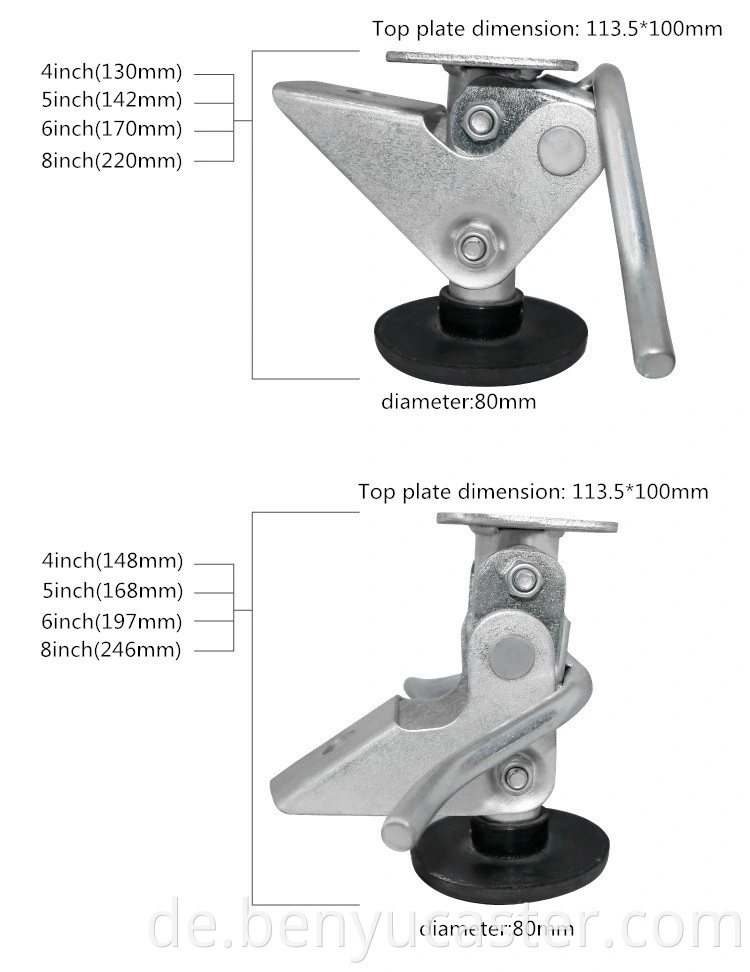 4 "/5"/6 "/8" Heavy Duty American Riser & Universal Castor Support Rahmen & Bremse